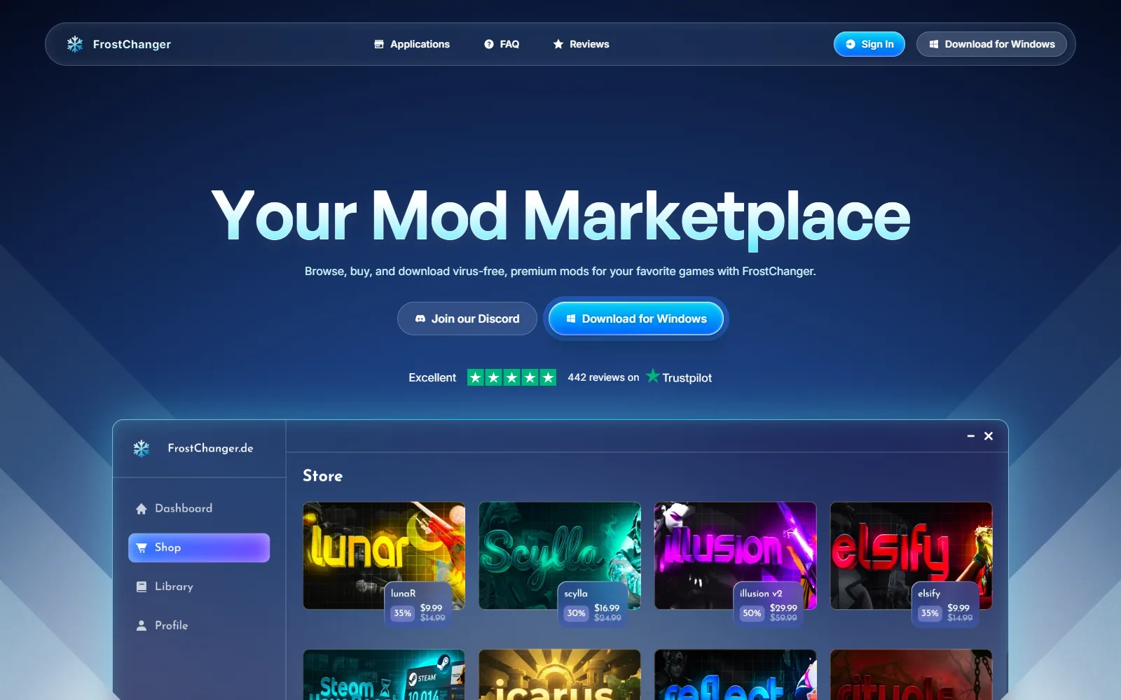 FrostChanger landing page