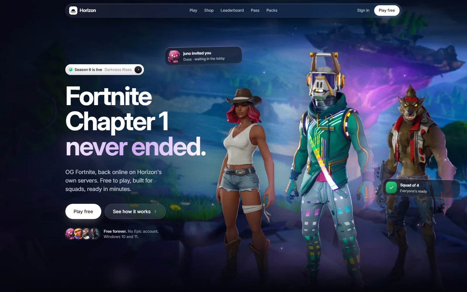 Horizon landing page
