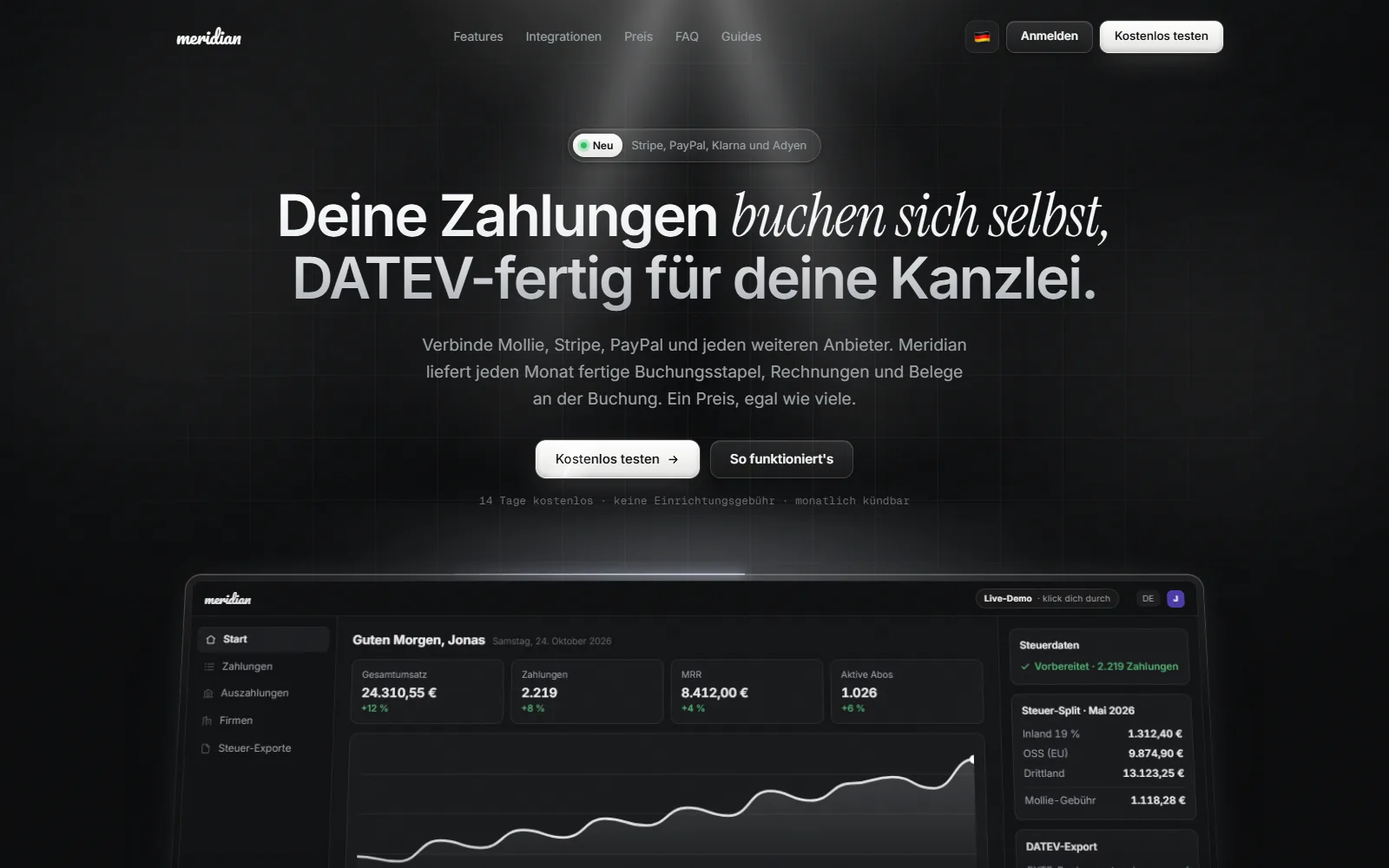 Meridian landing page